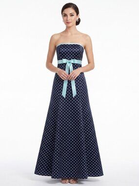 Gunne Sax Jessica McLintock Strapless Polkadot A-Line Satin Gown- Sz. 9/10